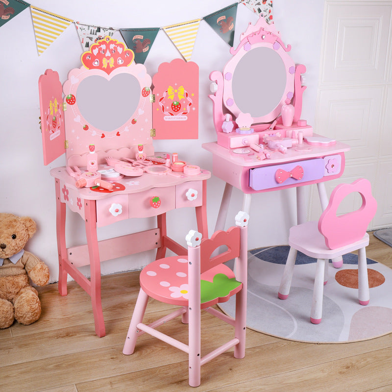 Children's simulated dressing table, princess dressing table, jewelry box, wooden toy