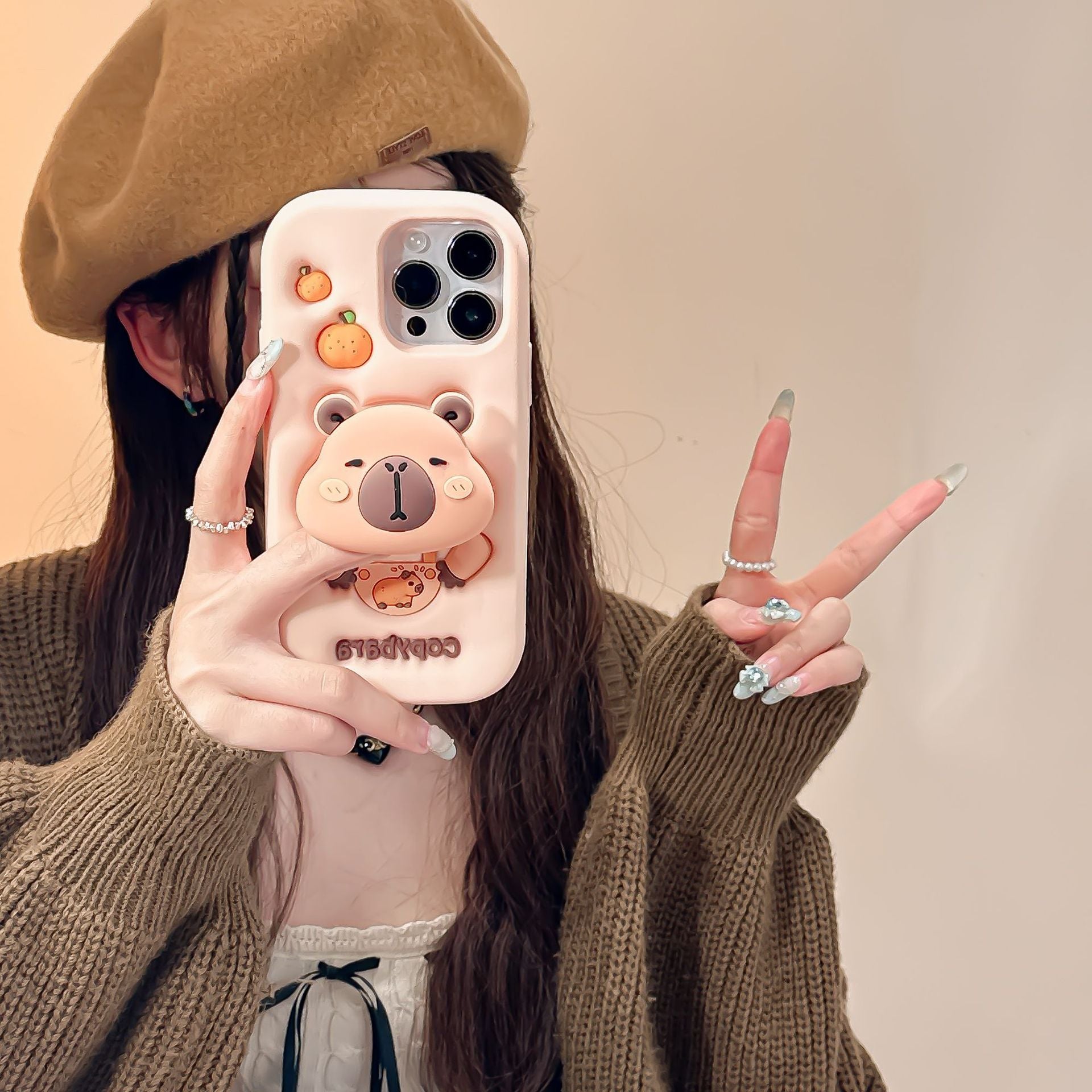 Capybara Stretchable Bracket iPhone 17 Case Compatible with Apple 16, 15/14 Pro Max, 13 Phone Cover