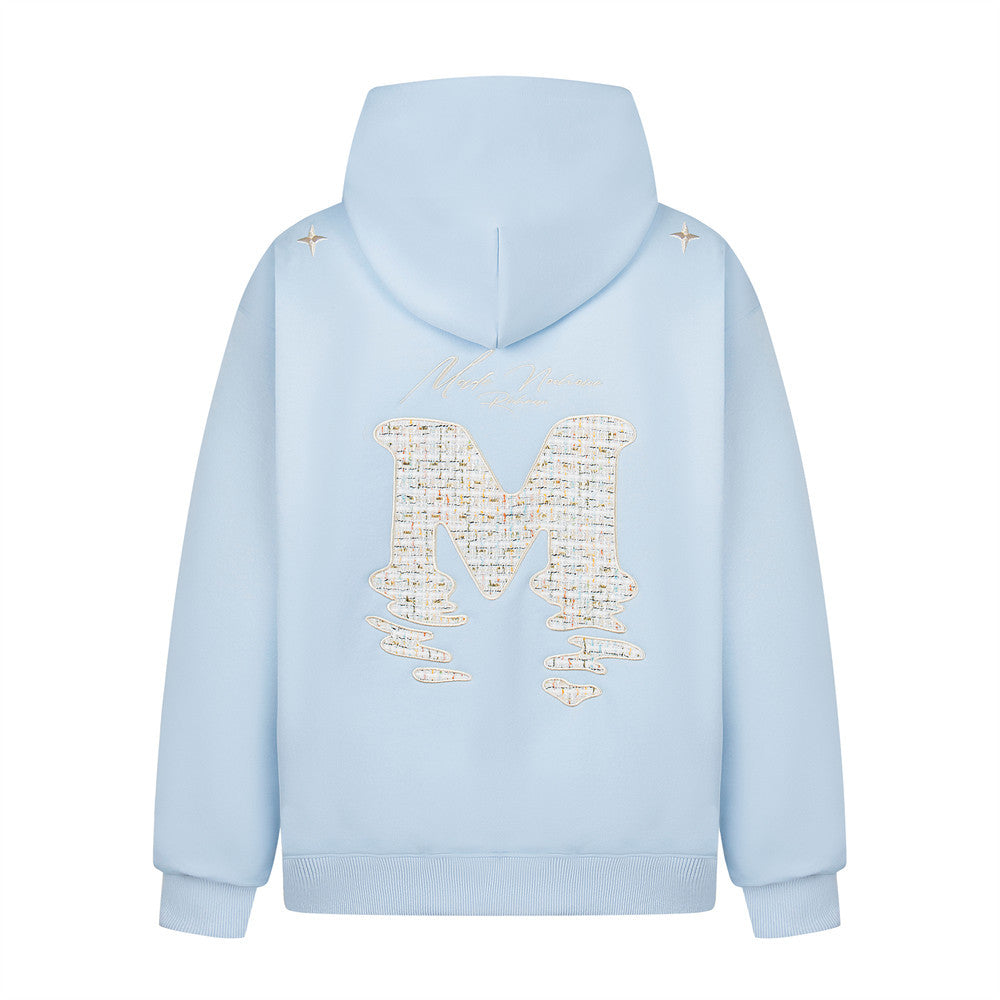 Alphabet patch embroidered hooded sweatshirt