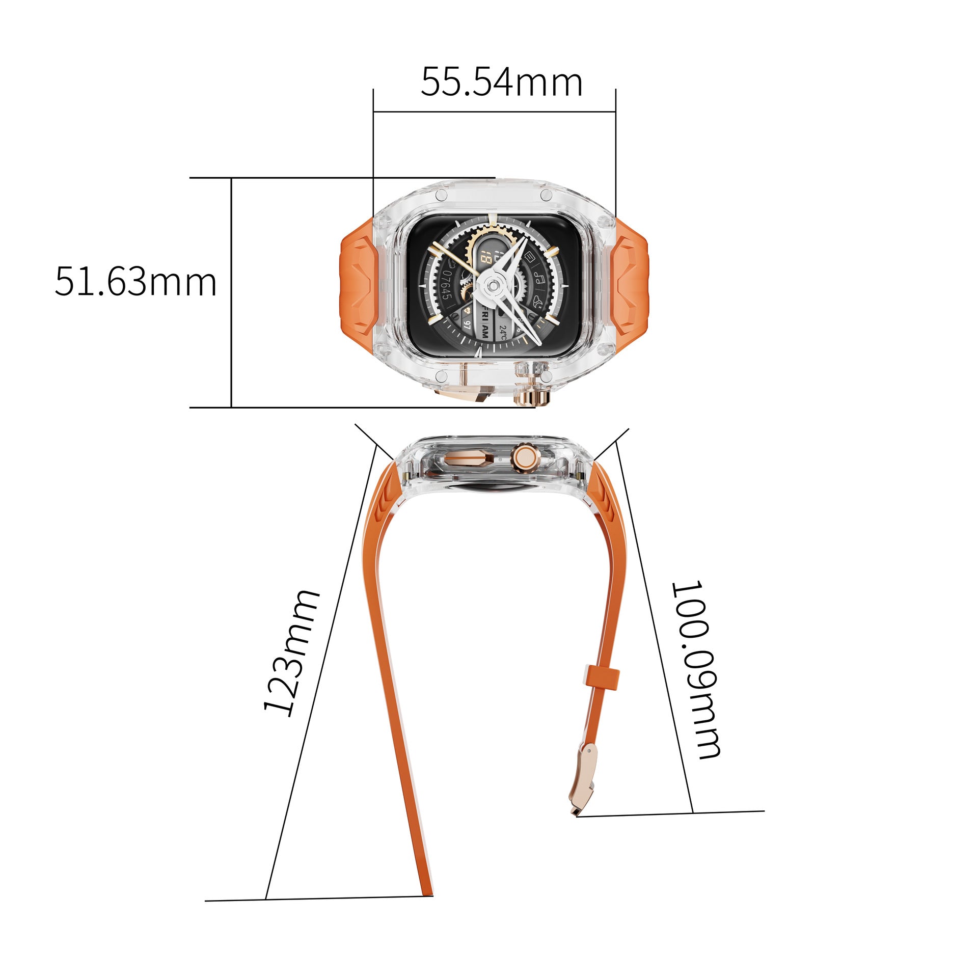 Compatible with Apple Watch 7/8/9 Transparent Protective Case