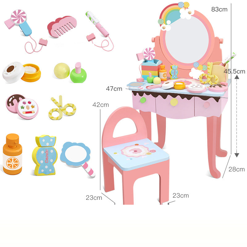 Children's simulated dressing table, princess dressing table, jewelry box, wooden toy