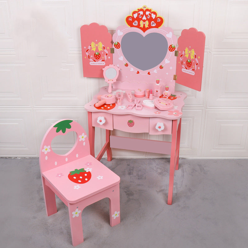 Children's simulated dressing table, princess dressing table, jewelry box, wooden toy