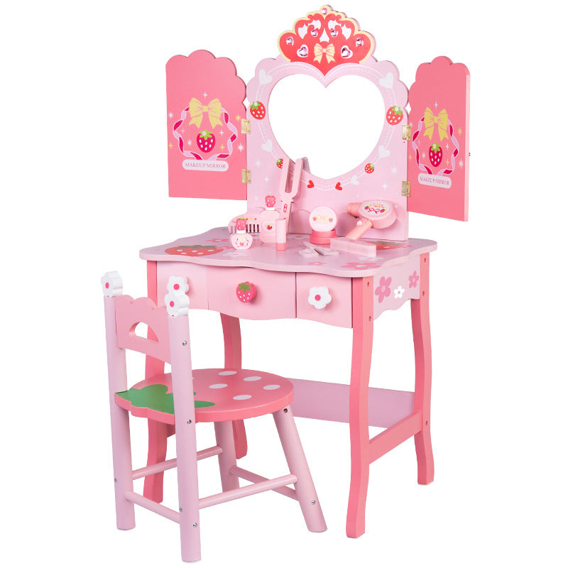 Children's simulated dressing table, princess dressing table, jewelry box, wooden toy
