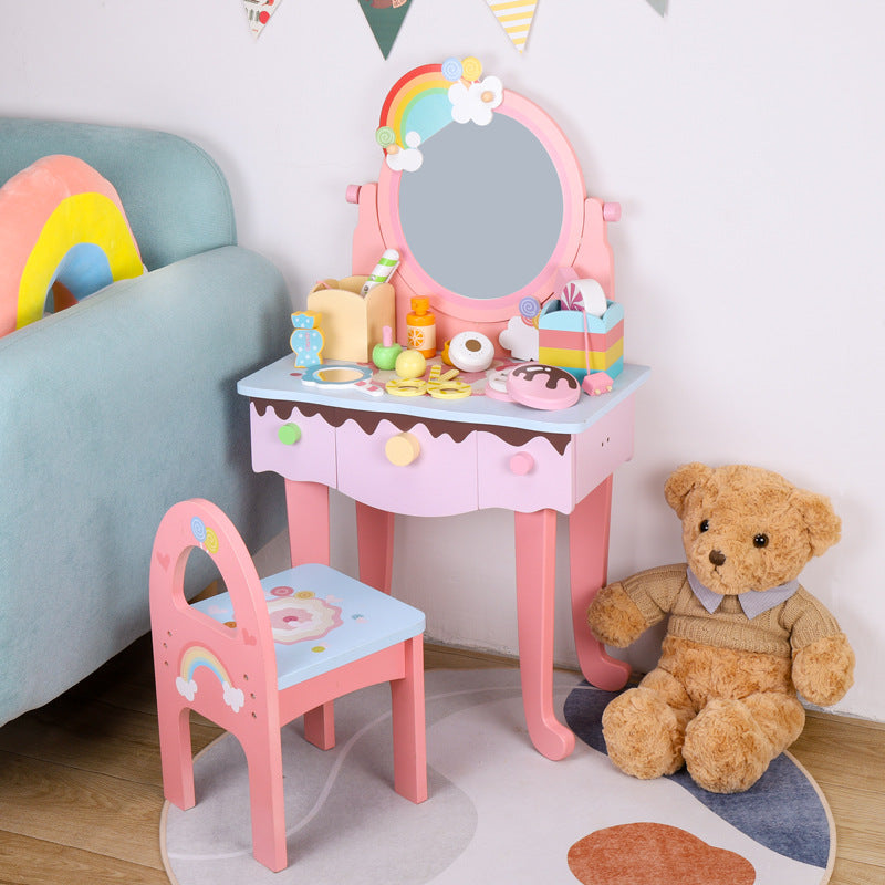 Children's simulated dressing table, princess dressing table, jewelry box, wooden toy