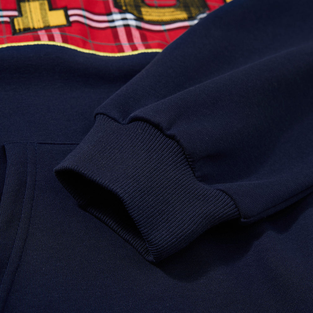 Colorful checkered patchwork embroidered letter hooded sweatshirt