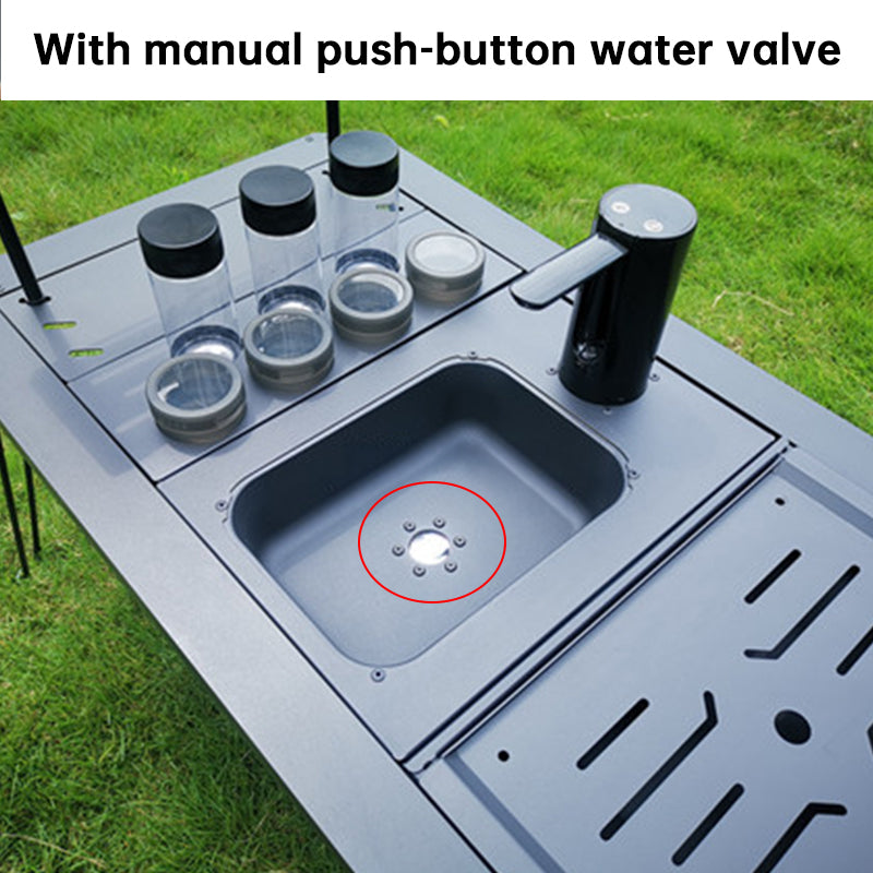 Aluminum Alloy IGT Camping Sink with Tea Tray & Cutting Board - Foldable Accessory for Outdoor IGT Table