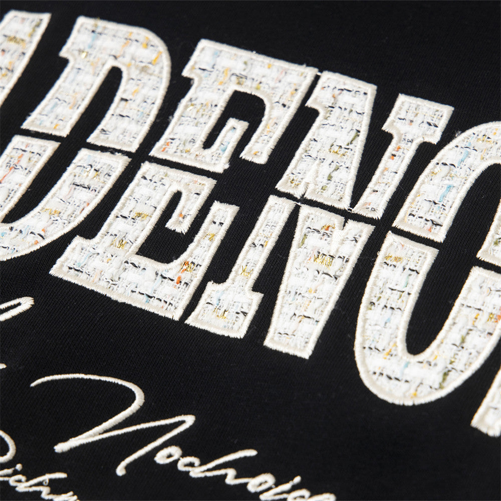 Alphabet patch embroidered hooded sweatshirt